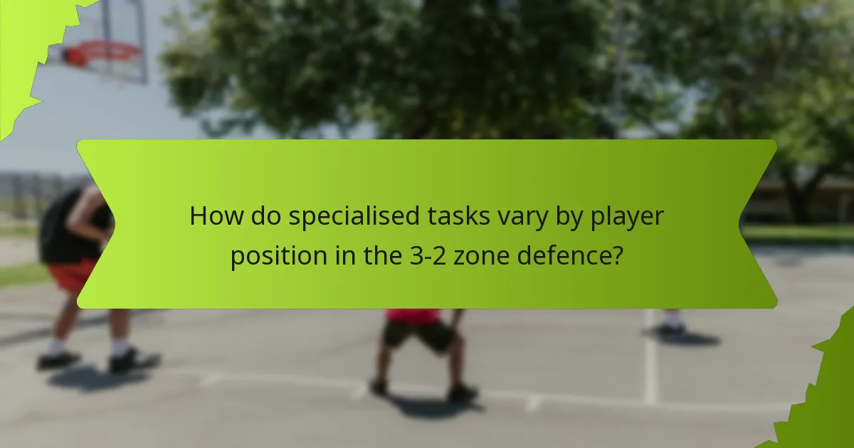 How do specialised tasks vary by player position in the 3-2 zone defence?