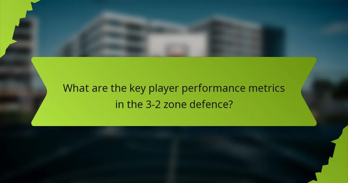 What are the key player performance metrics in the 3-2 zone defence?